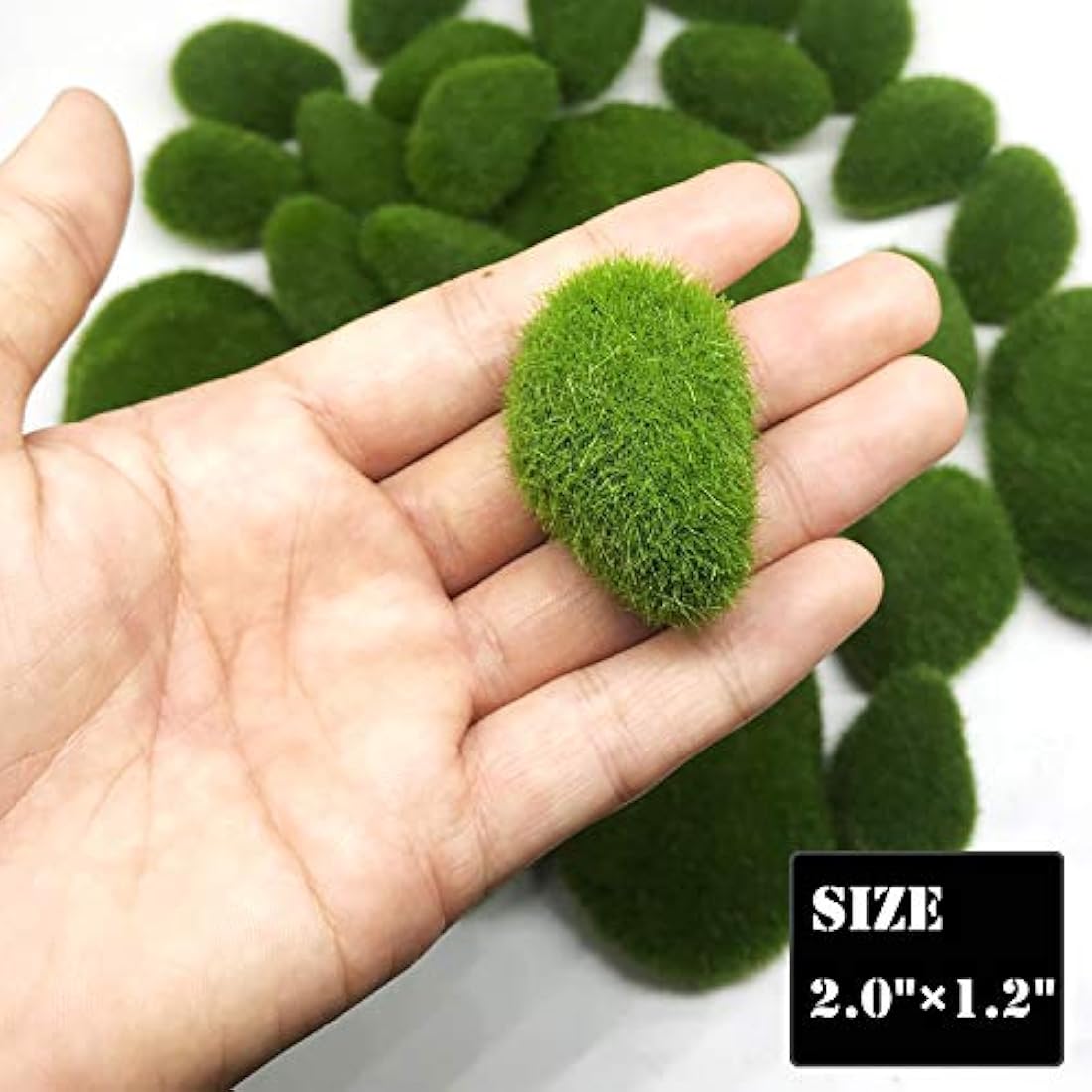 Woohome 30 PCS 3 Size Artificial Moss Rocks Decorative, Green Moss Balls, Fake Moss Decor for Floral Arrangements, Fairy Gardens and Crafting