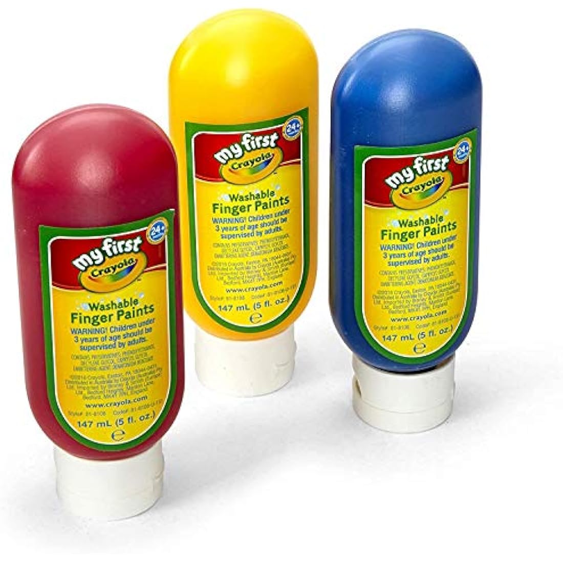 CRAYOLA MyFirst Washable Finger Paints - Assorted Colours (Pack of 3) | Safe & Easy to Use for Toddlers | Ideal for Kids Aged 3+