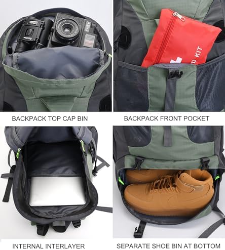 Bseash 50L Hiking Backpack, Water Resistant Lightweight Outdoor Sport Daypack Travel Bag for Camping Climbing Touring