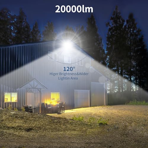 Ankishi 200W LED Floodlight, IP66 Waterproof Security Lights, Super Bright Lights LED 20000LM Outdoor Light, 6500K Daylight White Wall Light for Garden, Patio, Backyard, Front Yard, Garage