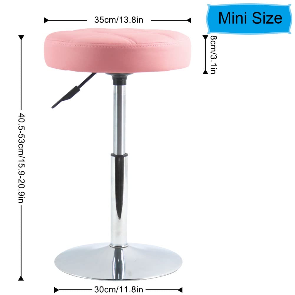 FURWOO Round Cushion Salon Stool Massage Chair Adjustable Swivel Spa Stool for Beauty Nail Home Bar Work Low Bar Chair for Barber Shop Small(Pink)