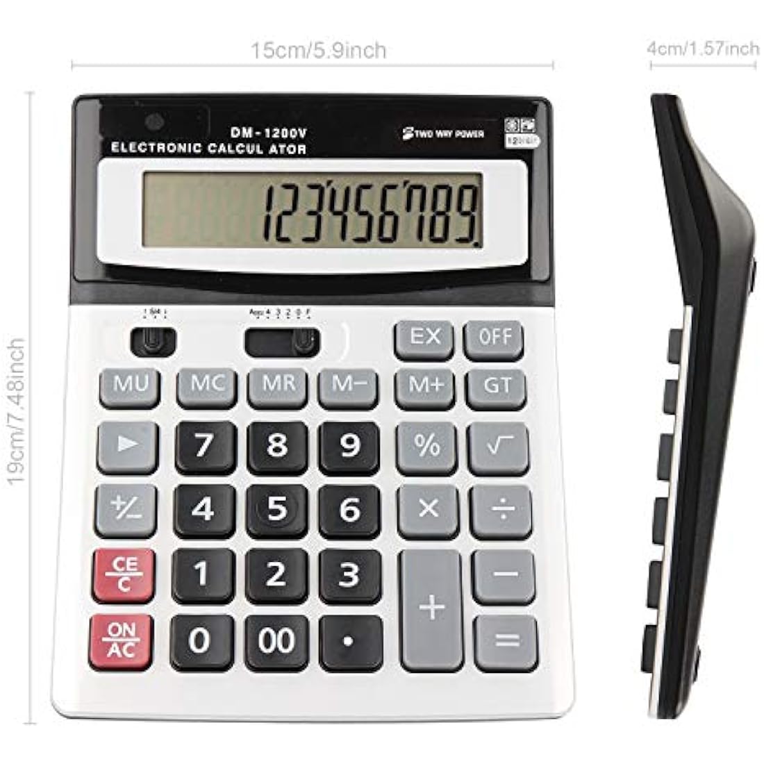 Calculators HIHUHEN Large Calculator Solar & Battery Power 12 Digit Display Multi-Functional Big Button for Business Office School Calculating (1 x Calculator)