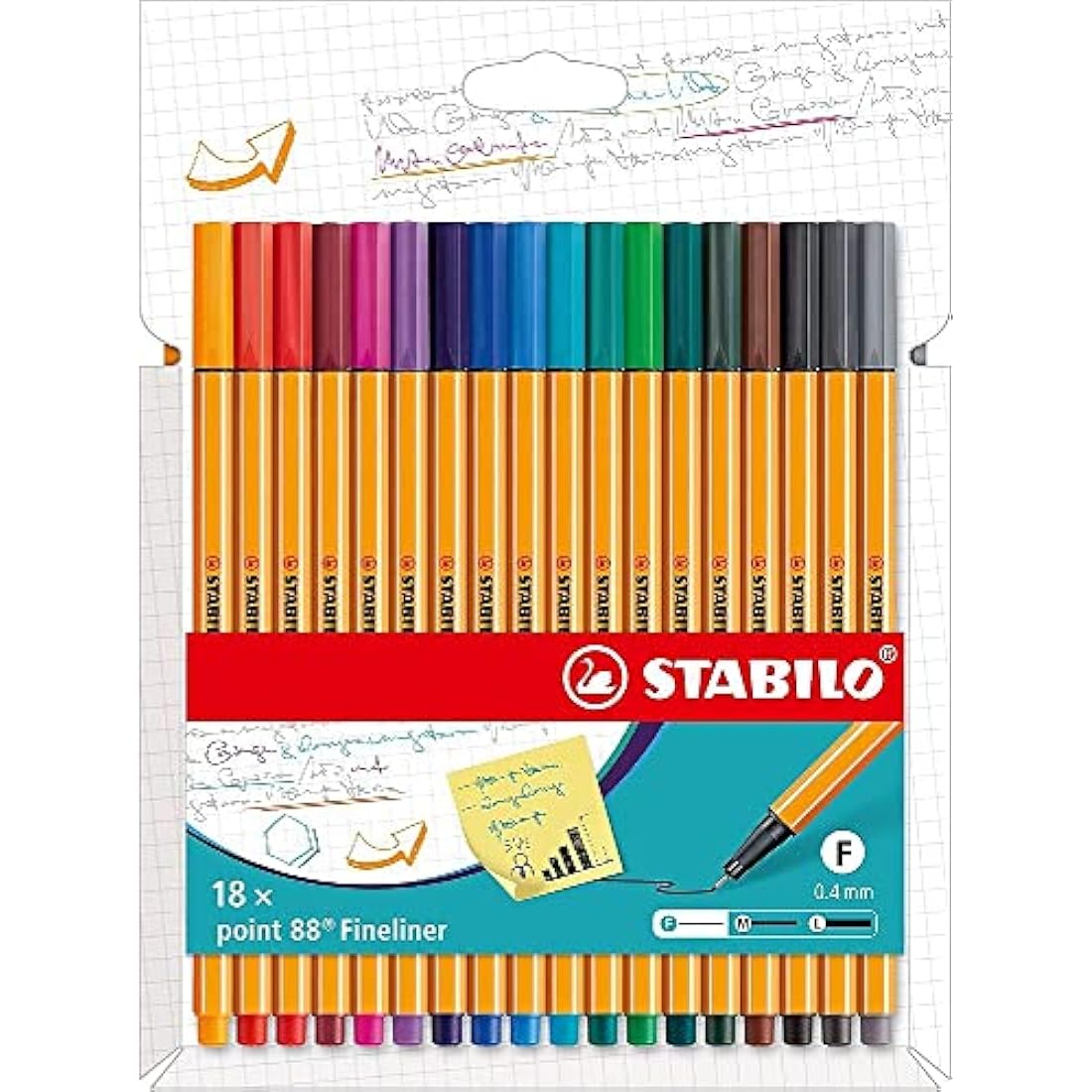 STABILO point 88 - Fineliner - Pack of 18 - Assorted Colours