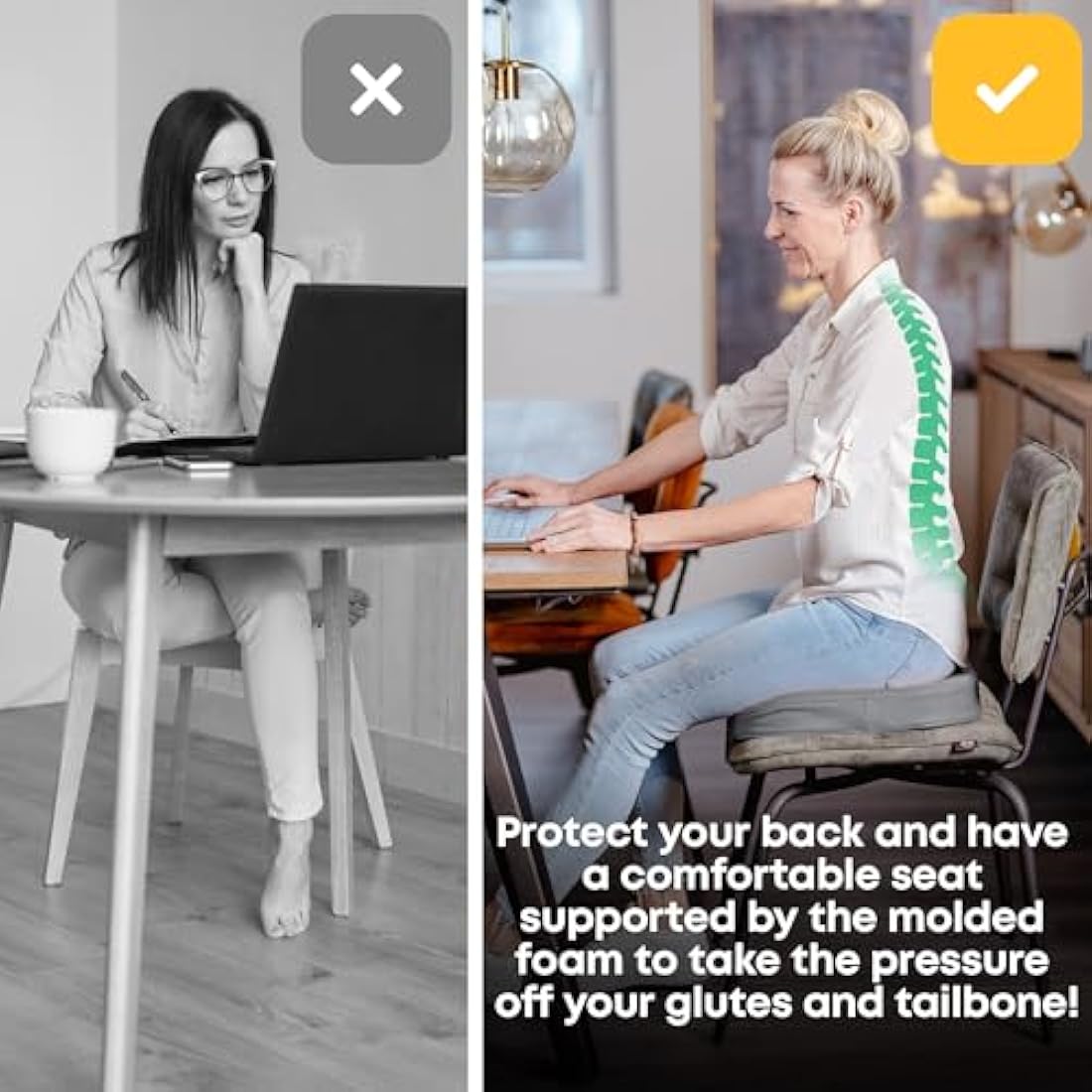Orthopedic Seat cushion [PATENTED & STABLE] Support for Haemorrhoids Lumbar Coccyx | Seat cover office chair car wheelchair | seat cushion, ergonomic back cushion, pressure cushion - SANTERGO