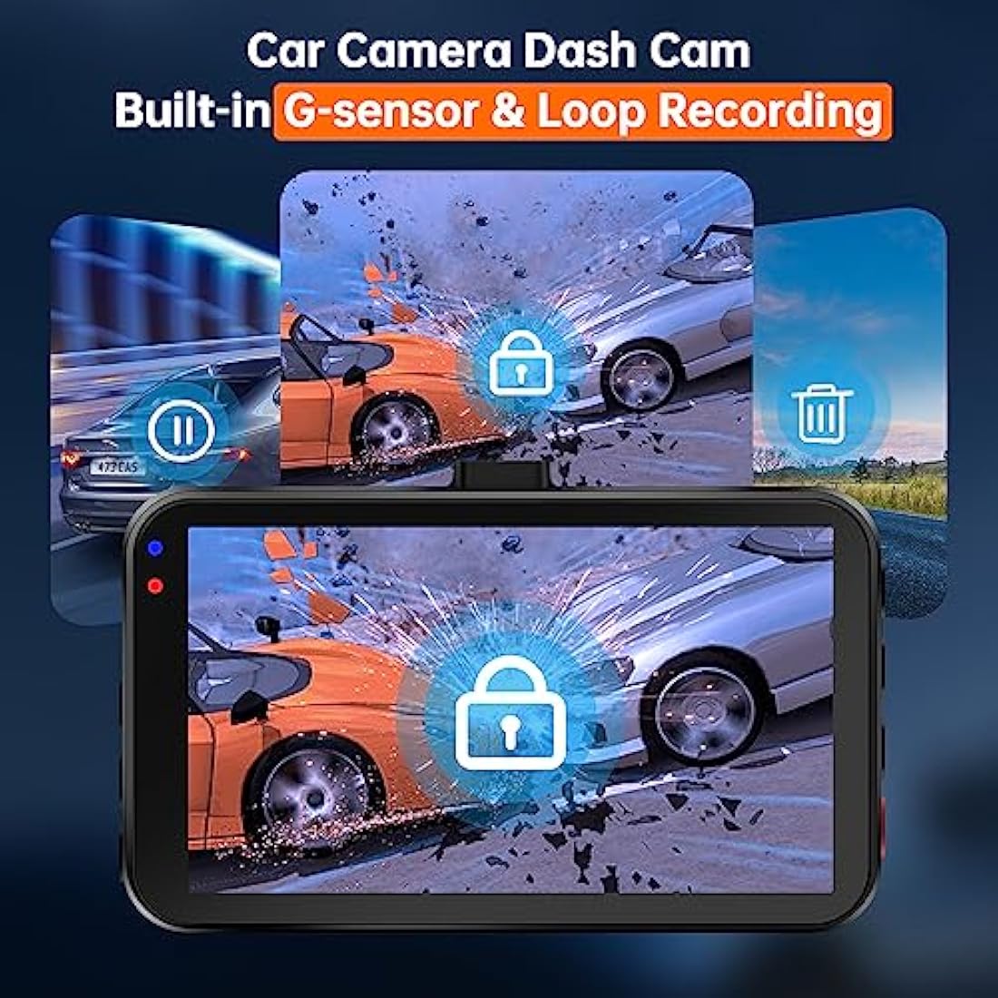 Dash Cam WiFi, Car Camera Dash Cam with 128GB Card Dashcam 2.5K QHD 1440P Dashcam Front, Dash Cameras W/APP, Night Vision, 170° Wide Angle, G-sensor, Parking Monitor for Cars, Max Support 256G