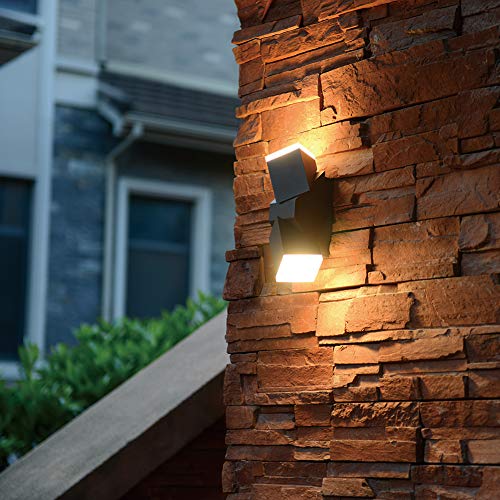 LASIDE Outdoor LED Wall Lights, Adjustable Anthracite Grey Up Down Outside Wall Lights Electric, Waterproof Aluminium 700LM Garden Wall Lights Mains