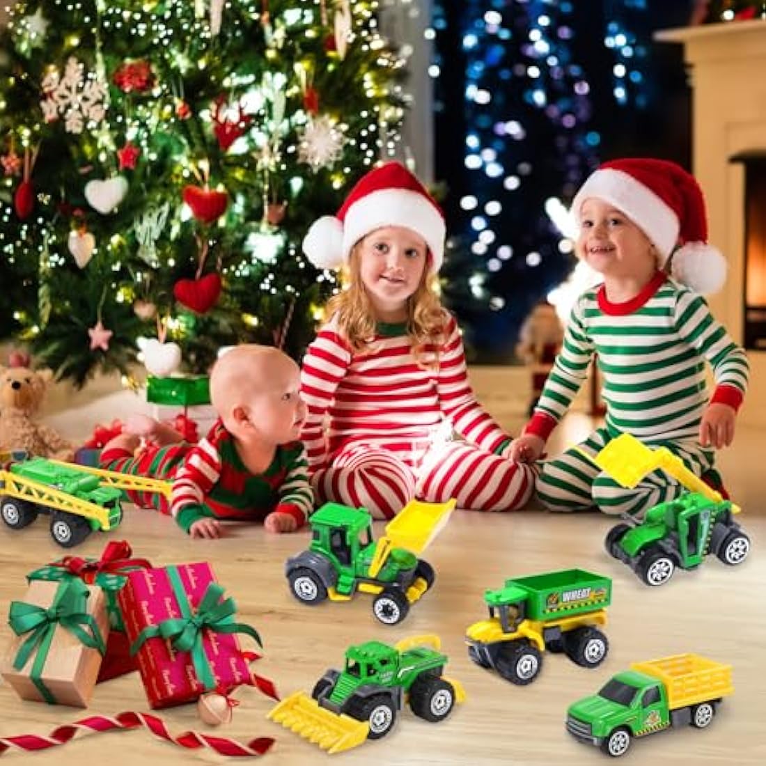 Oriate Children Diecasting Farm Car Tractor Toy Set 6pcs, Harvester, Transporter, Truck, Sprayer Small Farm Toys, Mini Cars Model Christmas, Birthday, 3 Years Old and Up Boys Girls Gifts