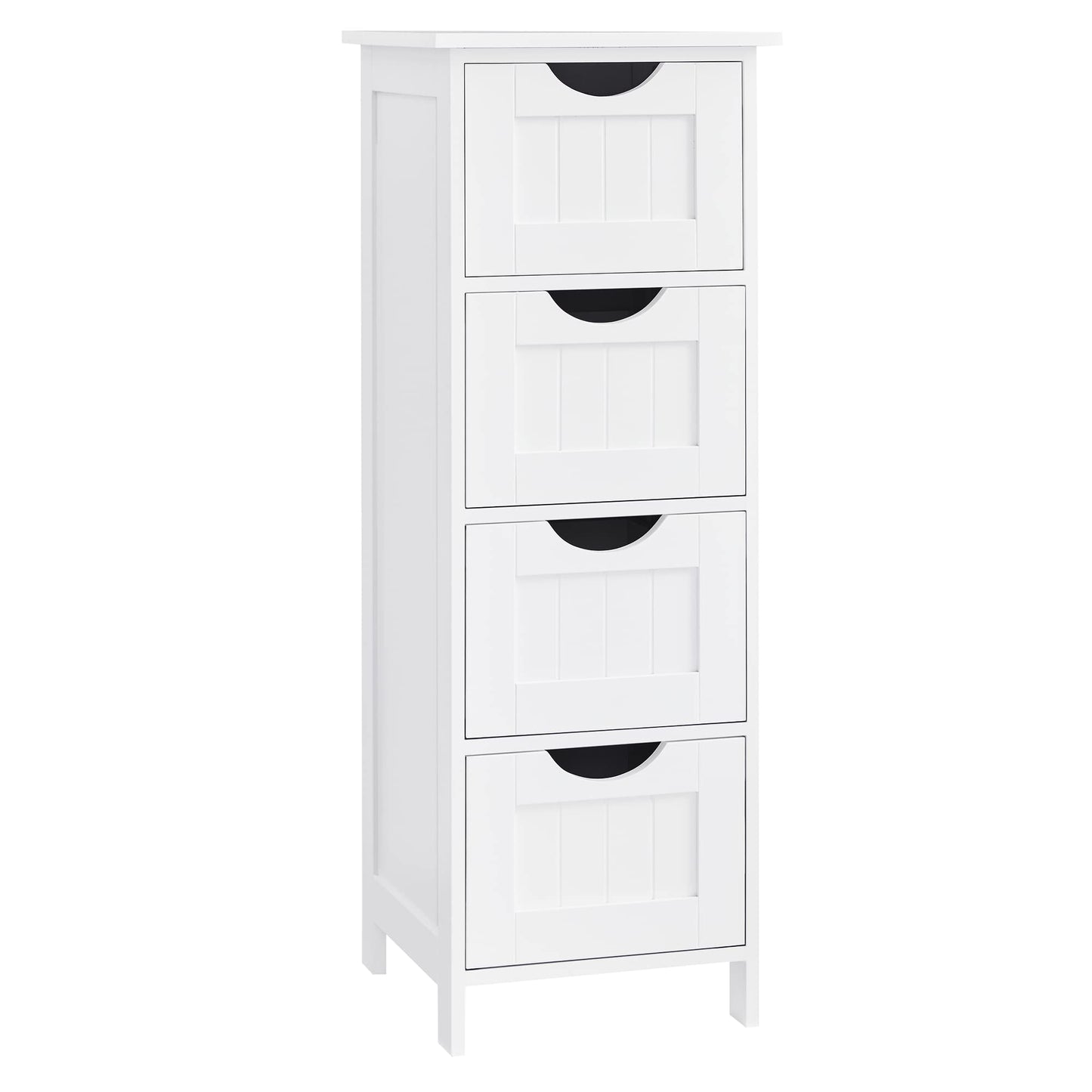 VASAGLE Bathroom Floor Storage Cabinet, Bathroom Storage with 4 Drawers, Bathroom Cabinet Freestanding, 30 x 30 x 82 cm, Modern Style, White LHC40W