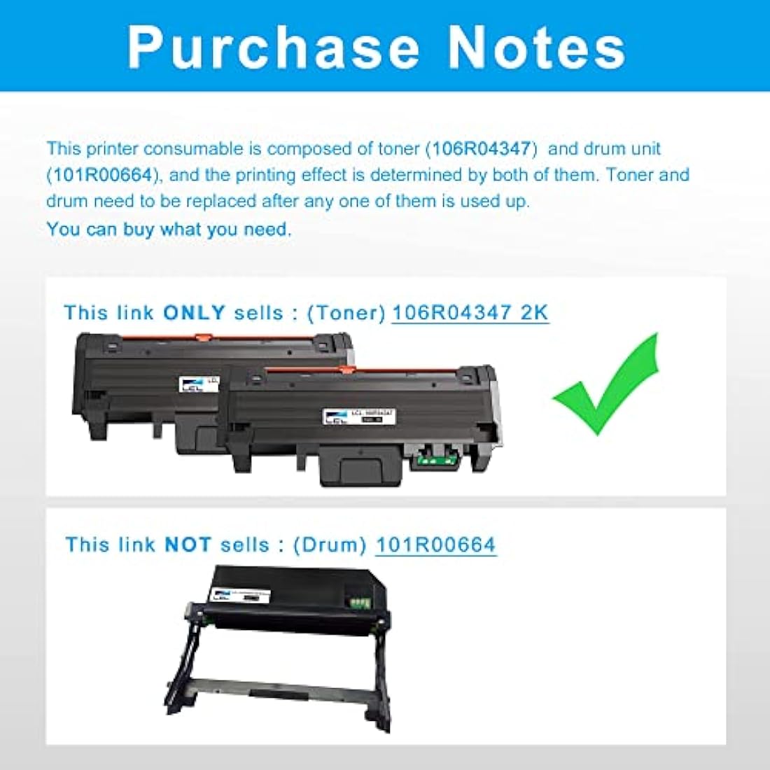 LCL B205 B210 B215 Standard Capacity 3000 pages Toner Cartridge Replacement for Xerox 106R04347 106R04346 Replacement for Xerox B205 B205MFP B205NI B210 B210DN B210DNI B215 B215MFP B215DNI (2-Pack)