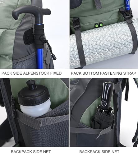 Bseash 50L Hiking Backpack, Water Resistant Lightweight Outdoor Sport Daypack Travel Bag for Camping Climbing Touring