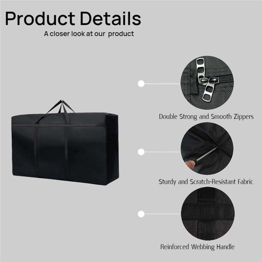 Large Storage Bags, 600D Oxford Strong Storage Bag Heavy Duty Moving Bag, Carry Bag with Reinforced Handles for Under-Bed Storage Bedding, Blankets