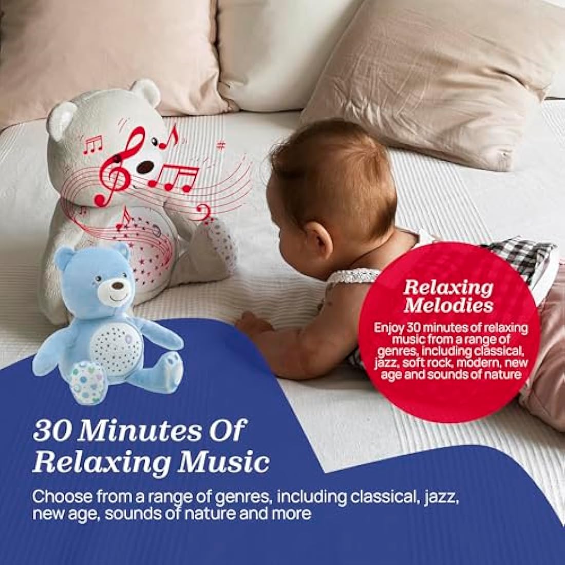 Chicco First Dreams Teddy Bear with Night Light, Blue | Projects Stars, Lighting Effects, Relaxing Music, Calming for Baby