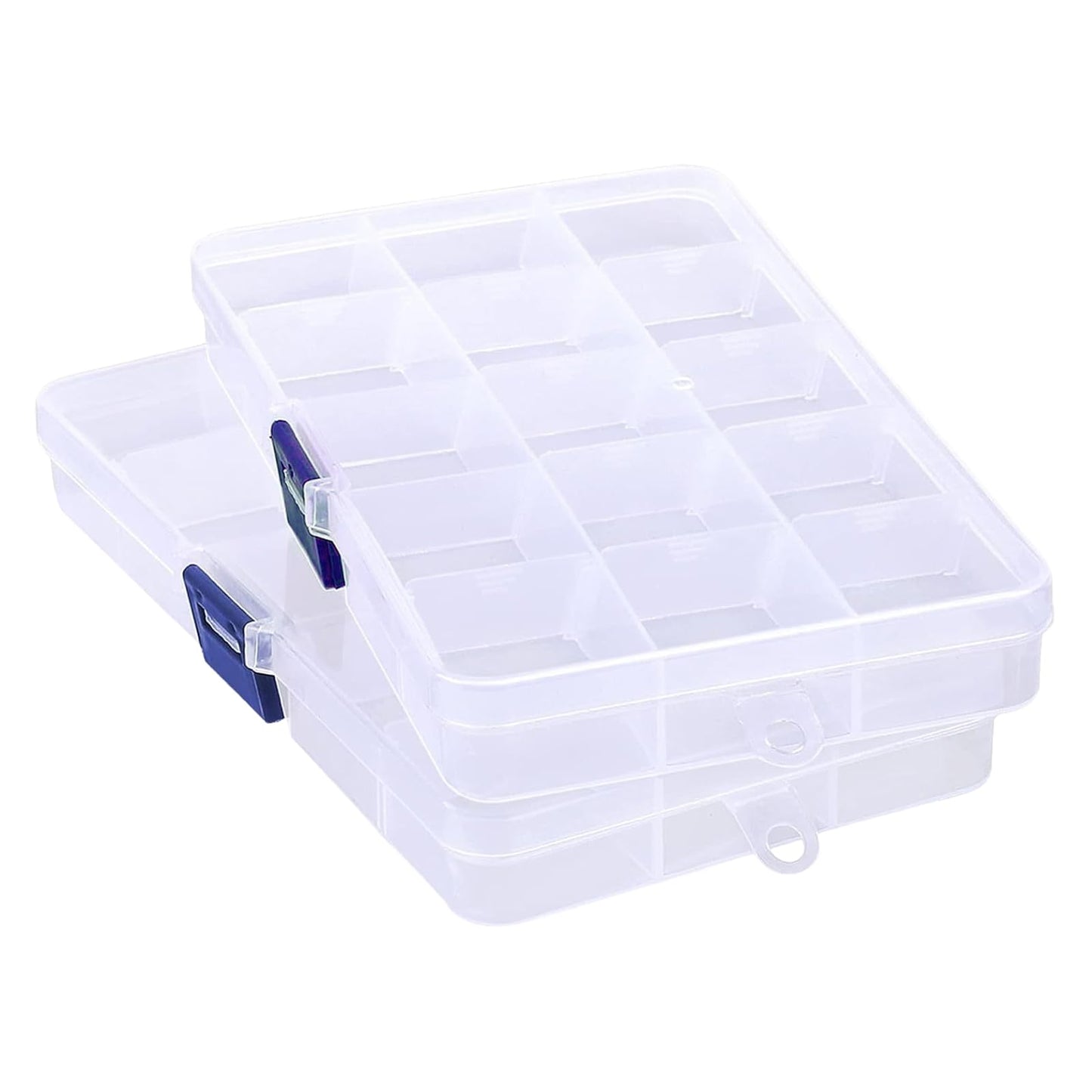 Doukesh 2 Pcs Bead Storage Box, 15 Grids Bead Storage Box with Compartments