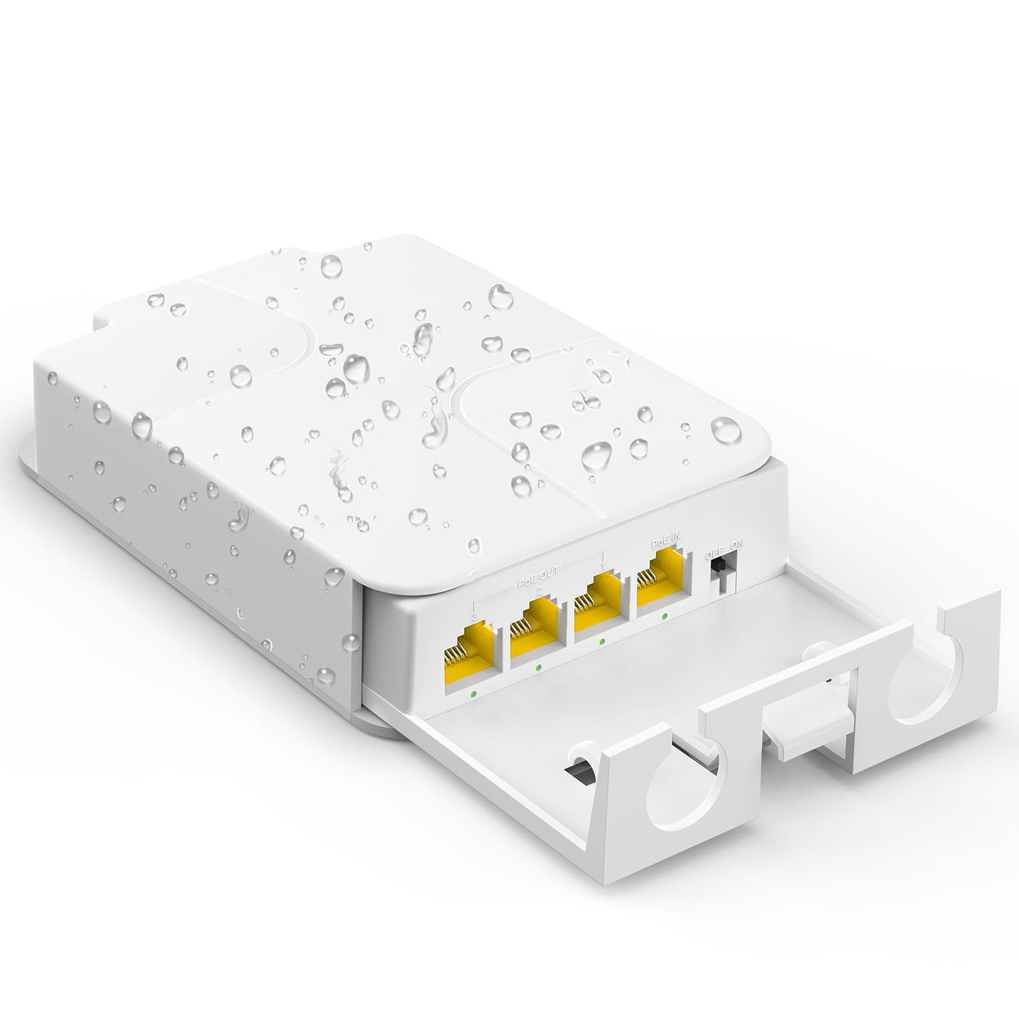 YuanLey Outdoor Gigabit PoE Extender 1 in 3 Out, 802.3af/at 4 Port PoE Repeater IP66 Waterproof, Vlan, Extend Additional 100m(328ft) of Power and Data