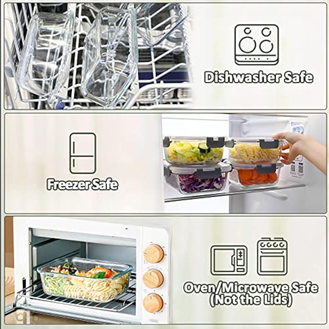 MCIRCO Glass Meal Prep Containers with Lids 1040ml Airtight Glass Food Storage Containers, Set of 5