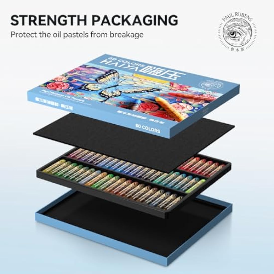 Paul Rubens Oil Pastels, 60 Colors HaiYa Artist Soft Oil Pastels Vibrant and Creamy, Art Supplies for Artists, Beginners, Students, Art Painting Drawing(New Package)