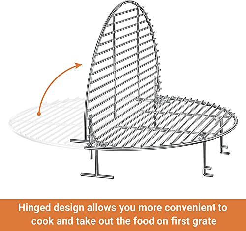 onlyfire Stainless Steel Cooking Grate Grid Fits for Charcoal Kettle Grills like Weber and Ceramic Grills, Compatible for Large Big Green Egg,Kamado
