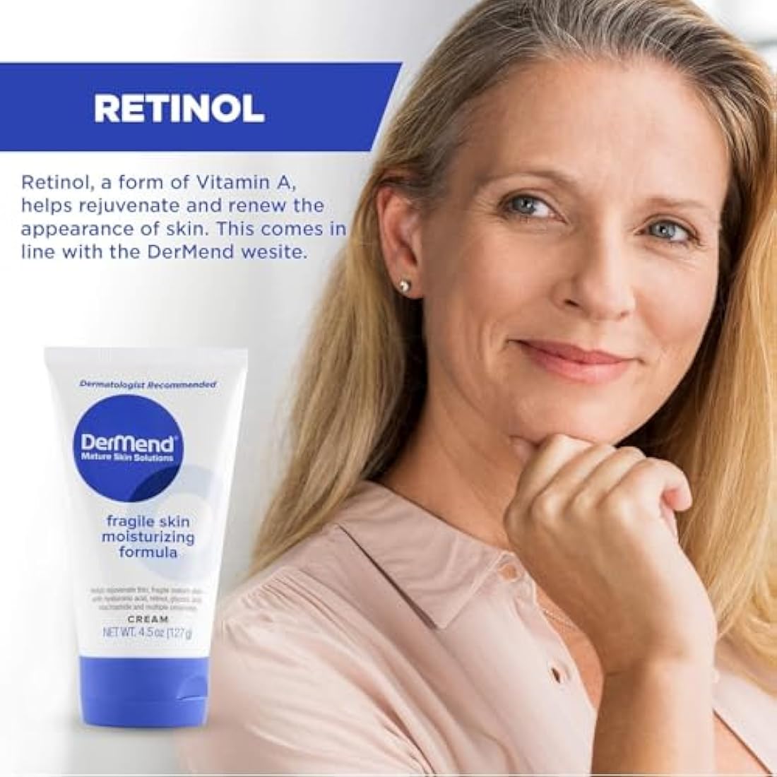 Dermend Specialized Fragile Skin Moisturizing Cream: Formula to Restore & Rejuvenate Mature Skin - 4.5 Oz Tube