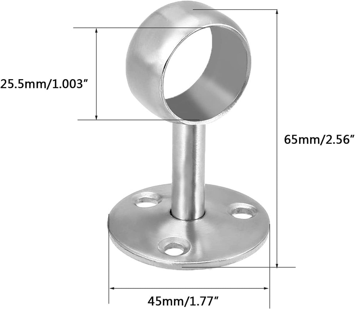 MACHSWON 25mm Dia,65mm Height, Wardrobe Pipe Bracket, Wall Mounted Rail Rod Support Sockets,2PCS
