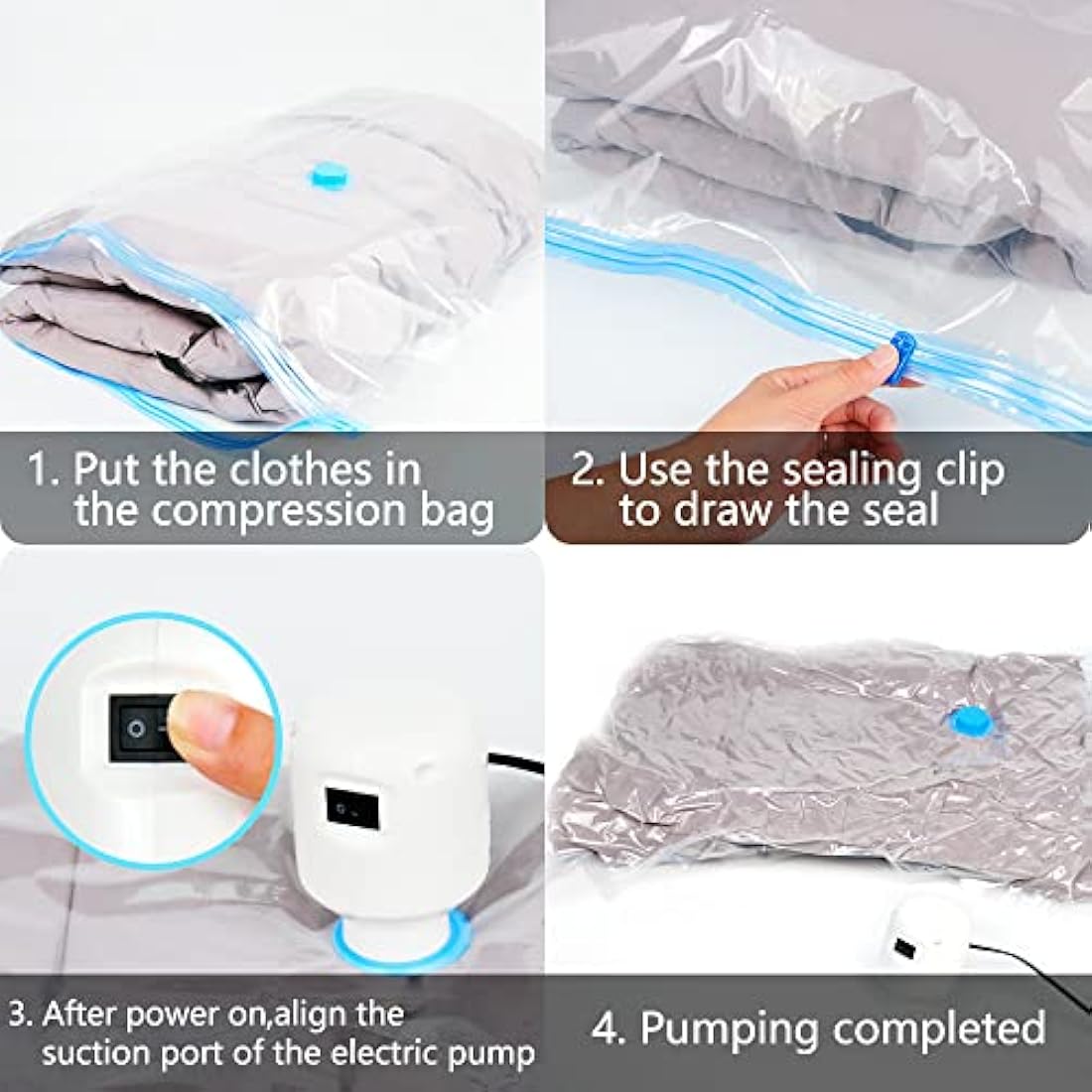 Vacuum Bag Electric Air Pump, 220V 55W Powerful Vacuum Pump for Vacuum Compression Bags, Mini Air Pump for Vacuum Bags (1)