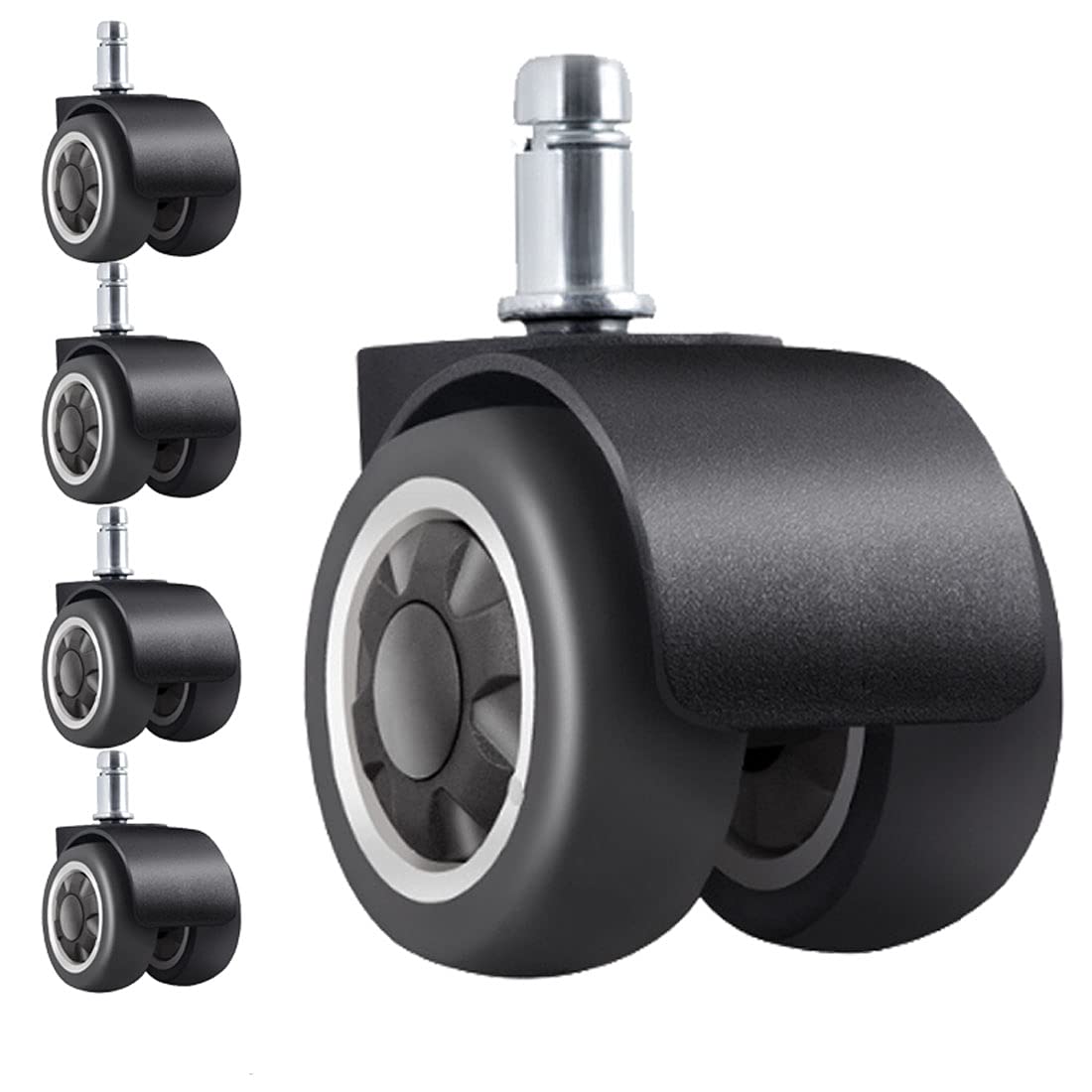 Office Chair Wheels,Rubber Tire Widened Design Protecting Floors Set of 5