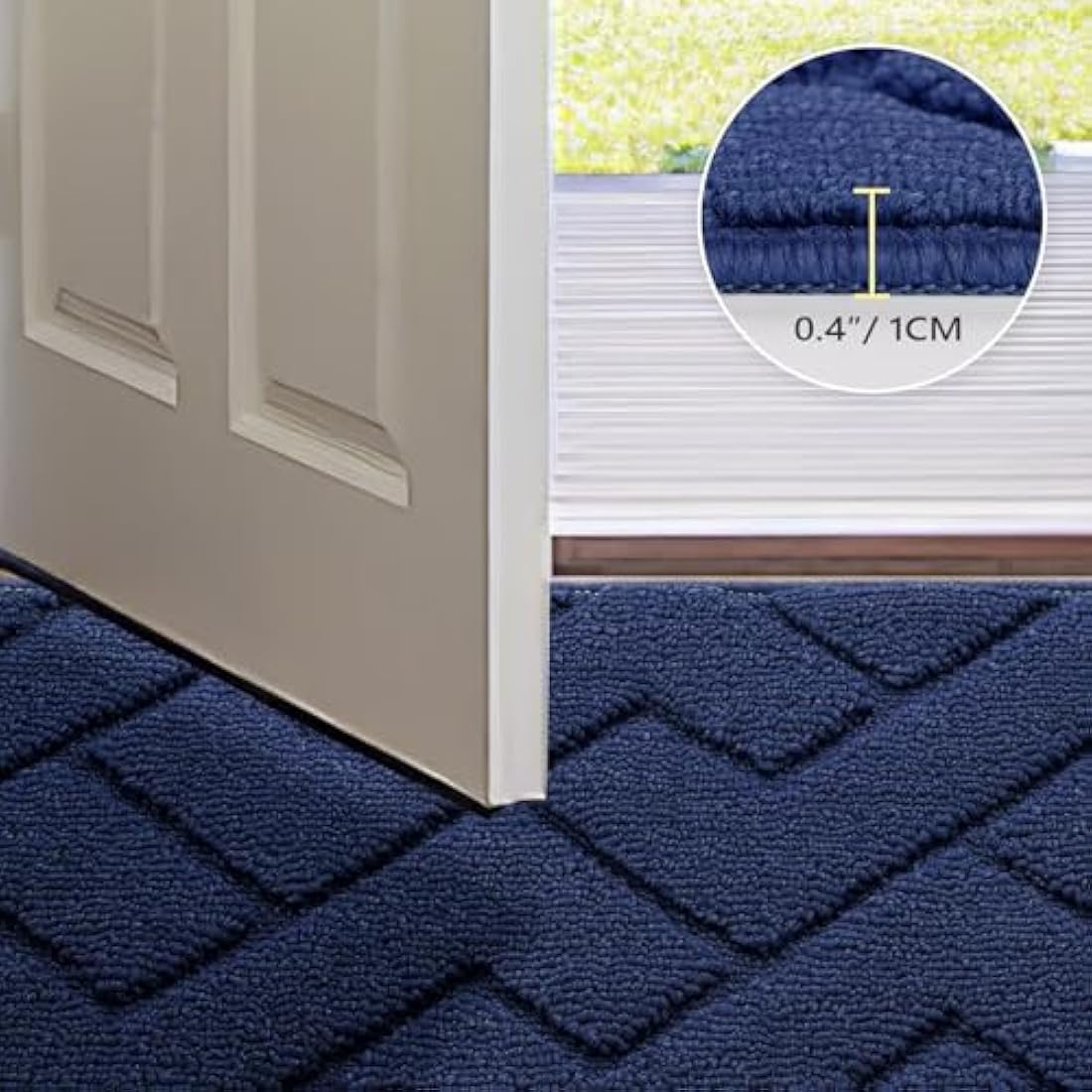 Biscpro Door Mat 60x90 cm, Indoor DoorMat Washable, Doormat Indoor Dirt Trapper Non-slip, Absorbent Inside Entrance Rug Floor Mat for Entryway, Patio, Garden, laundry Room,Pets and Dogs - Blue