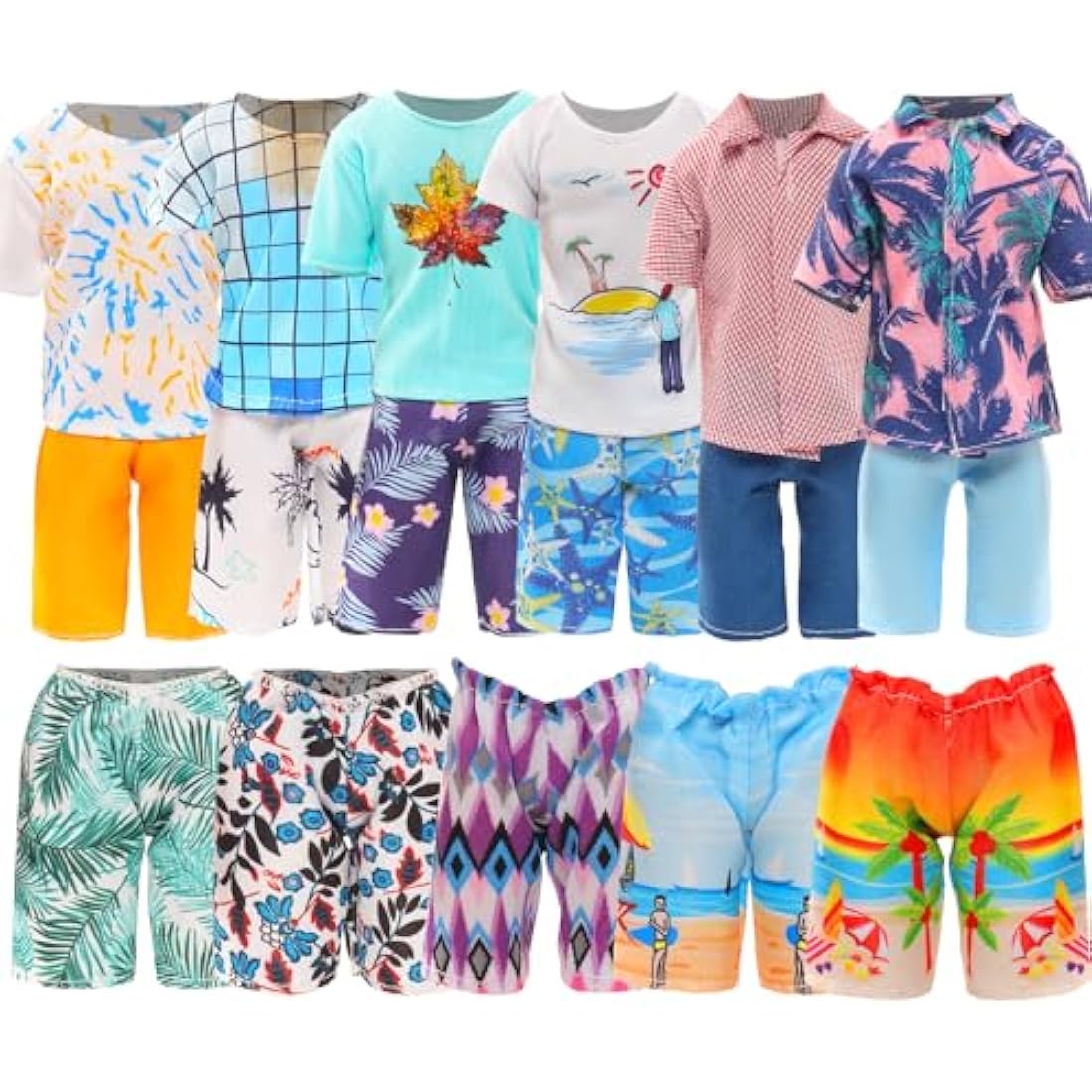 Miunana 11 pcs Boy Doll Clothes Outfits and Accessories Suit Tops Pant Shorts Swimming Trunk Shoes Casual Clothes Random Style for 12 Inch/30 cm Doll