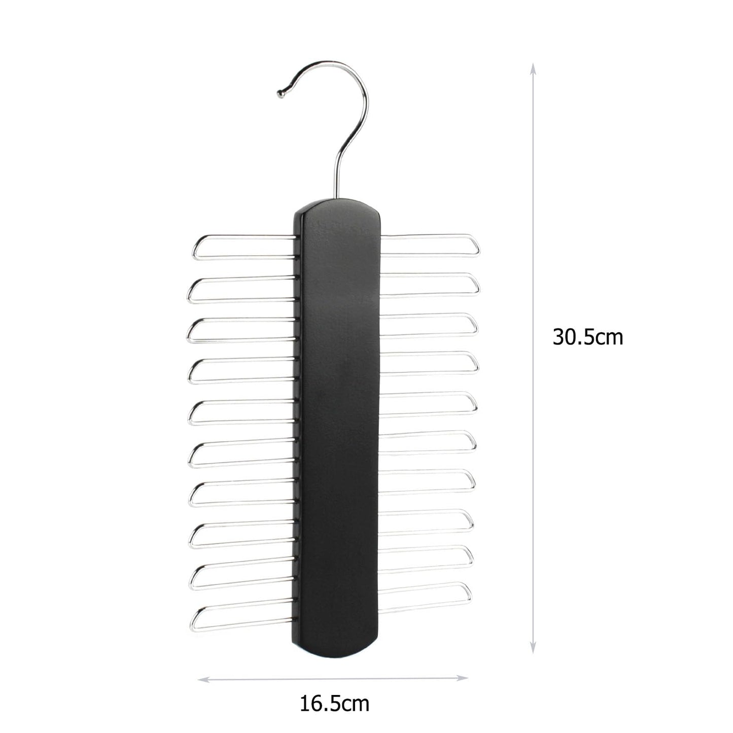 Kaizuca 2 Piece Wooden Tie Hanger, Swivel Tie Racks, Tie Belt Rack, with 20 Metal Partitions and 360 Degree Rotating Clothes Hook, for Hanging Belts