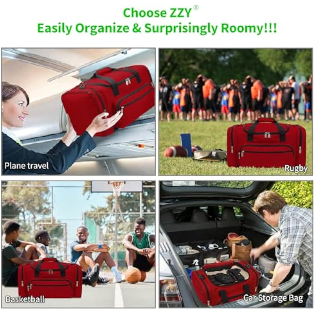 Sport Holdall Duffle Bag Gym Duffle Bag with Shoulder Strap Overnight Weekender Bag for Men and Women (Red, 40L)