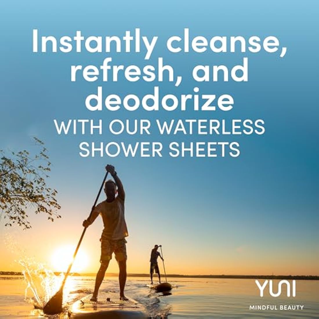 YUNI Beauty Large Body Wipes (Unscented, 30 Count) Super Soft Moist Showerless Wipes that Cleanse & Deodorize - On-the-Go Waterless Body Cleanser - Biodegradable Individually Wrapped Wipes for Travel