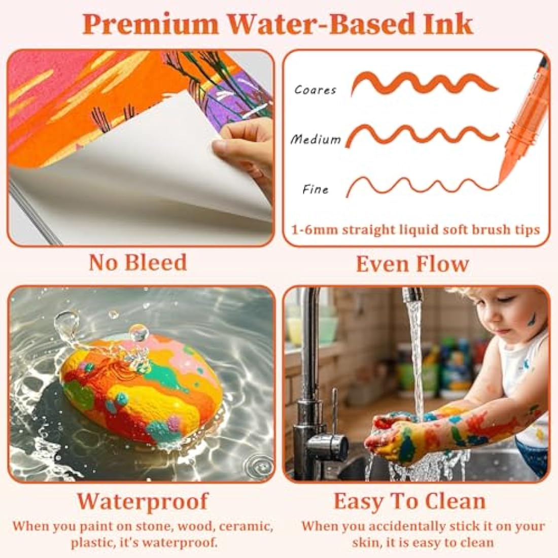 Funnasting 168 Colours Acrylic Paint Pens, Soft Brush Tip Acrylic Marker Pens, Paint Markers for Colouring, Glass, Fabric, Egg, Rock Painting and DIY Crafts Art Supplies