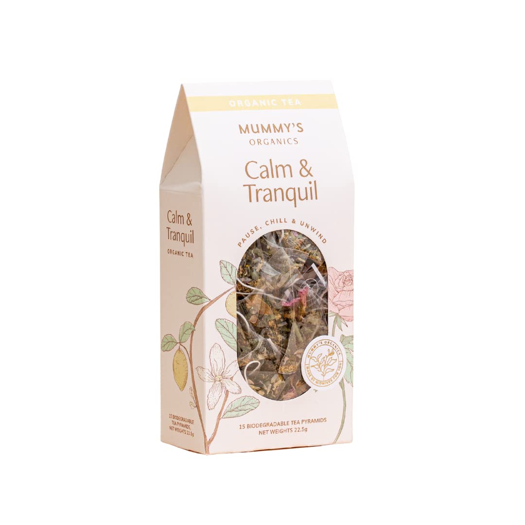 Calm & Tranquil - Organic Herbal Tea | 15 Biodegradable (Non-GMO) Teabags | Rose, Chamomile & Lemon Balm Blend