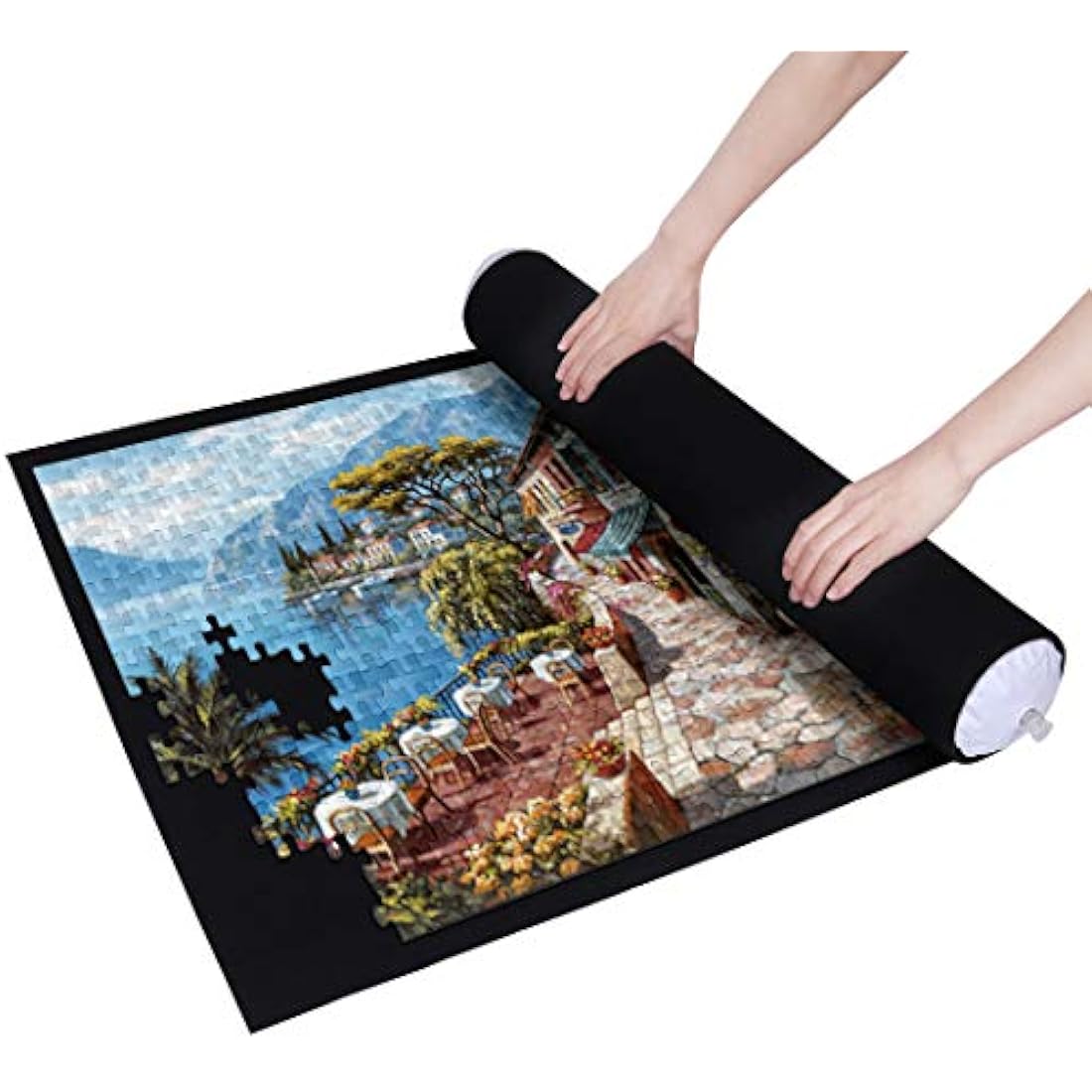 Becko US Puzzle Roll Jigsaw Storage Felt Mat, Jigroll Up To 1,500 Pieces, Material for Jigsaw Puzzle Player, Exquisite Present Box With Drawstring Storage Bag