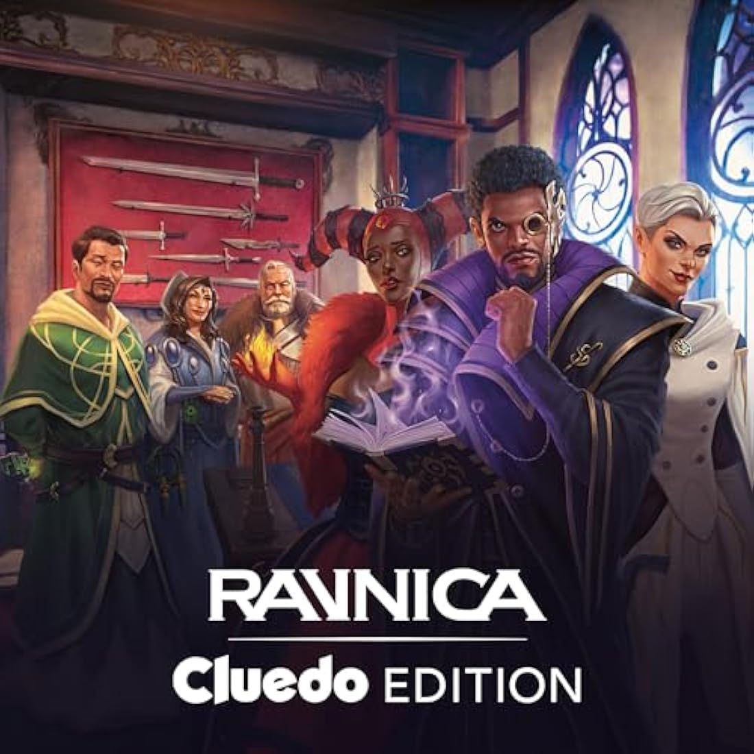 Magic: The Gathering Ravnica: Cluedo Edition - 3-4 Player Murder Mystery Card Game (Includes 8 Ready-to-Play Boosters, 21 Evidence Cards, 1 Foil Shock Land, and Detective Game Accessories)