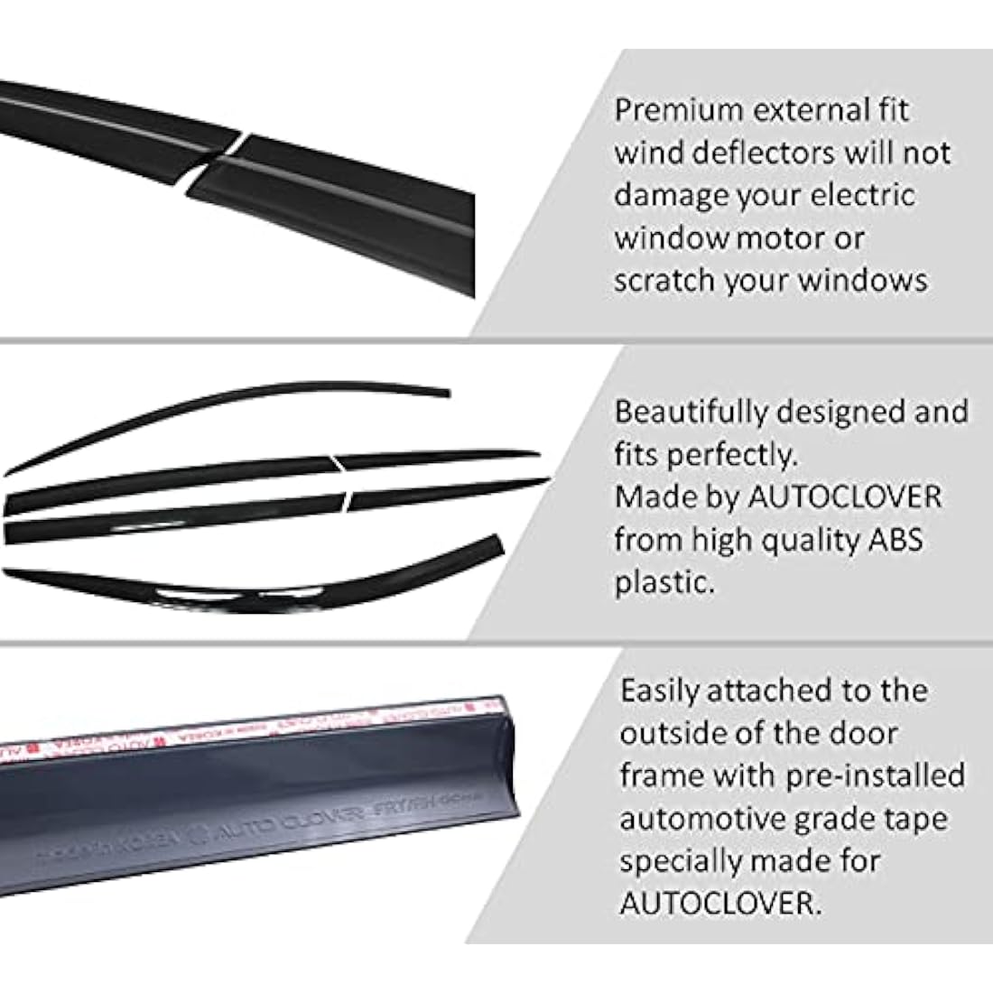 AUTO CLOVER Wind Deflectors Set for Toyota Highlander 2021+ (6 pieces)