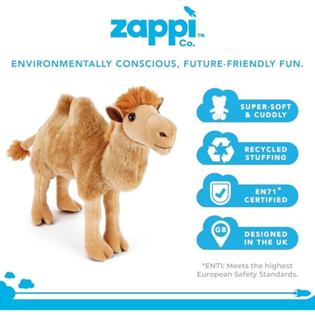Zappi Co Plush Children's Stuffed Soft Cuddly Plush Toy-Part of Safari Animals Collection, Perfect for Kids (26cm Height)(Bactrian Camel)