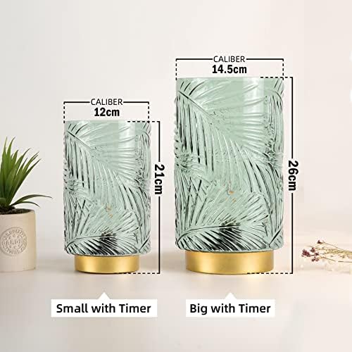 MJ PREMIER Table Lamp, Battery Operated Lamps for Home, Decorative Cordless Lamp with Timer, Battery Powered Lamp, Table Centerpiece for Living Room/Bedroom/Tabletop/Entryway(L-Light Green)