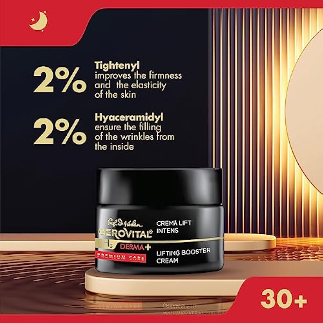 Gerovital H3 Derma+ Premium Care Intensive Lifting Night Face Cream – Moisturizing, Firms & Improves Skin Elasticity, 50ml