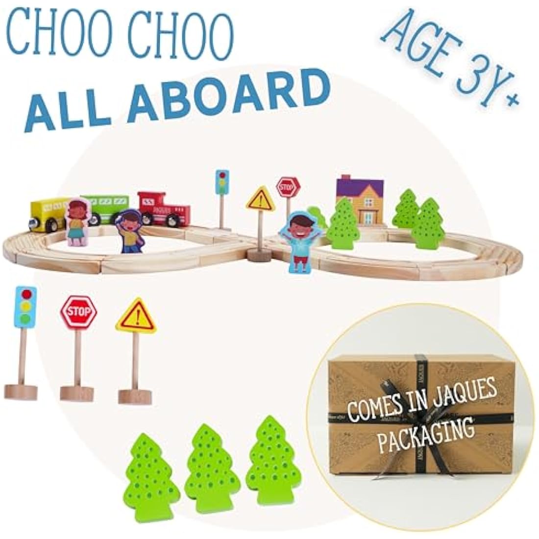 Train Set by Jaques of London | Wooden Toys for 1 2 3 4 5 Year Olds | Toy Train for Kids | Toddler Toys | Since 1795 | Beautiful Gift Packaging | Luxury Present by Jaques of London - Since 1795