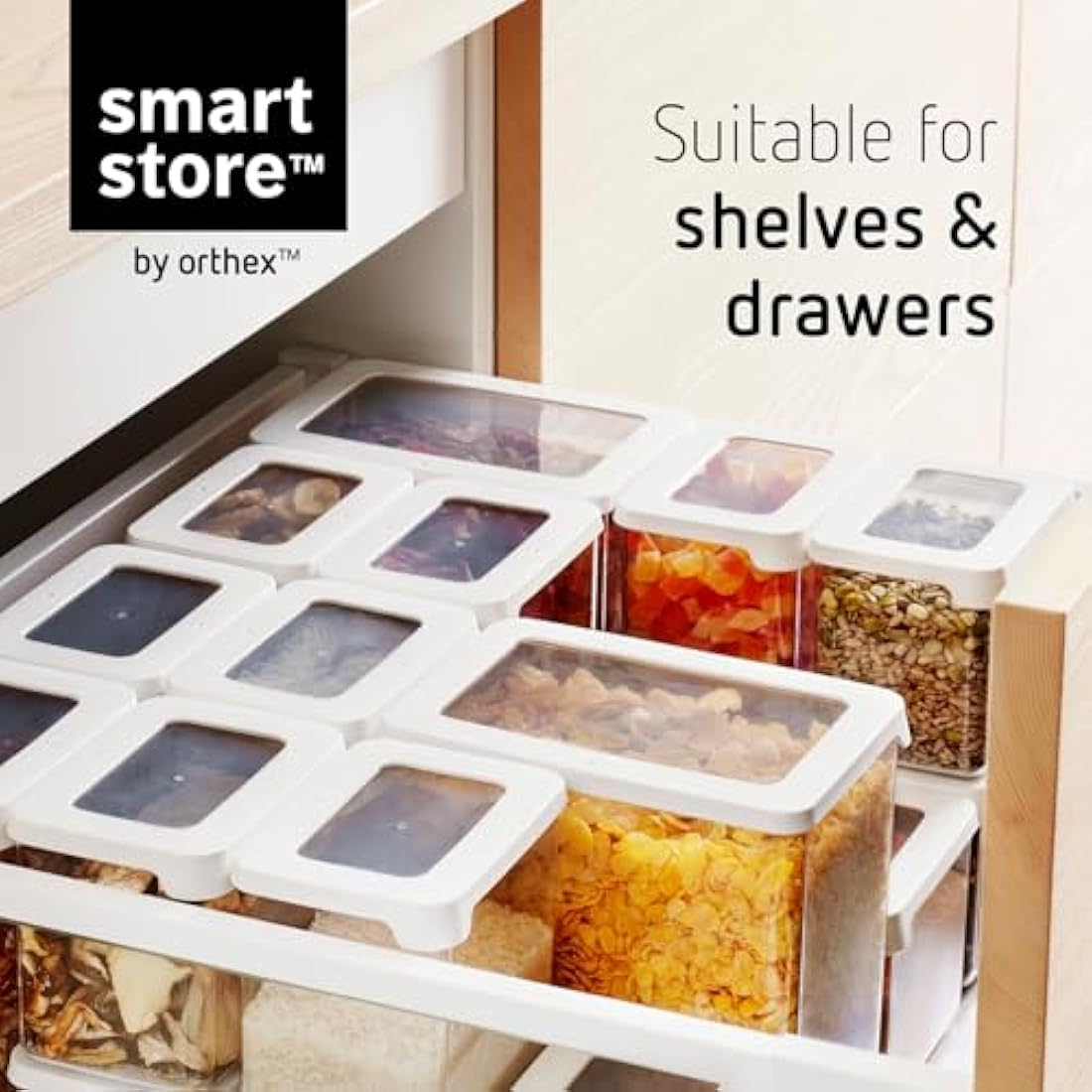 SmartStore Clear Airtight Dry Food Containers with Lids 3.5L Set of 4-20% Bio-based Plastic Storage Box with Lid, BPA Free, Dishwasher Safe - Stacking Kitchen Storage Containers - 12.5 x 18 x 20cm