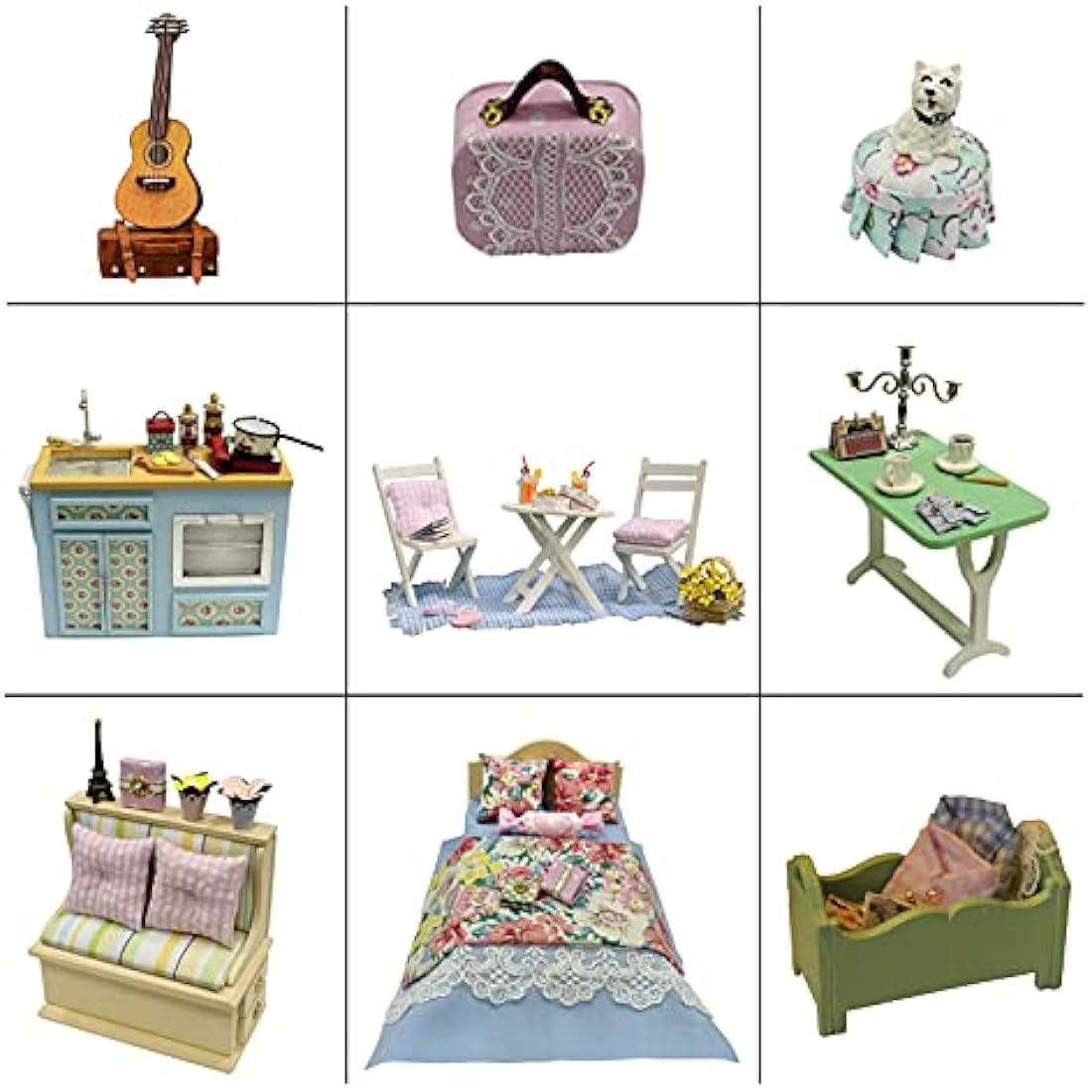 CUTEROOM Miniature Dolls House Kits, Diy Wooden Dolls House Handcraft Miniature House Kit Caravan, Time Travel Model House Kit with Furniture