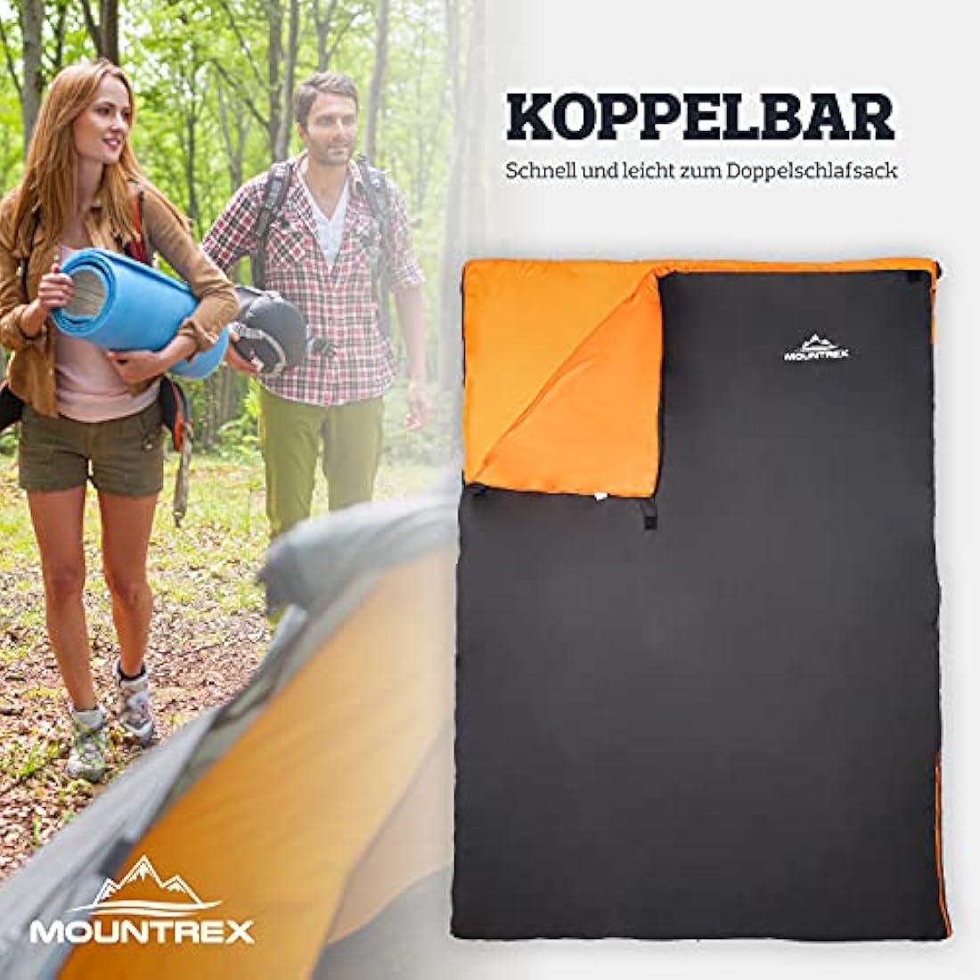 MOUNTREX® Sleeping Bag - Small Pack Size & Ultralight (700g) Summer Blanket Sleeping Bag - Camping, Travel, Festival - Adults