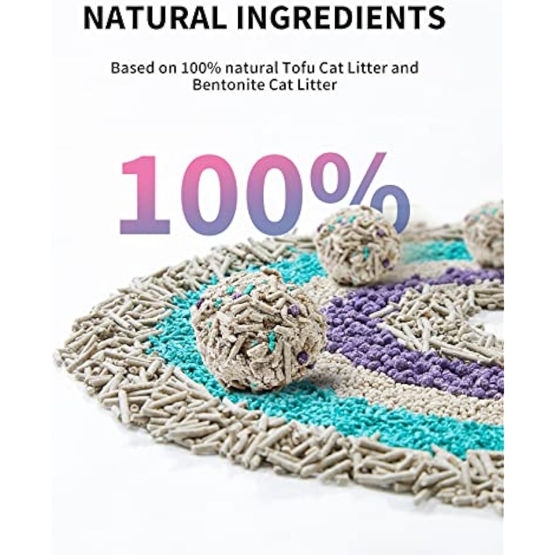 PETKIT Strong Clumping Cat Litters, 5 in 1 Mixed Cat Litter, 14 Litres Unscented Ultra Absorbent and Fast Drying Cat Litter, Flushable Odor Eliminating, Biodegradable, 2 Packs