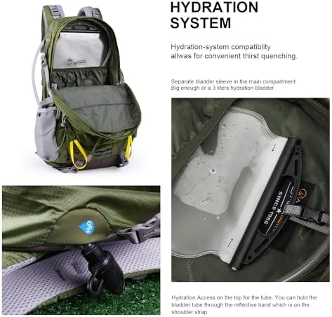 MOUNTAINTOP 40L Hiking Backpacks Trekking Rucksack Light Daypacks for Travel Camping Climbing Mountaineer Outdoor Sport
