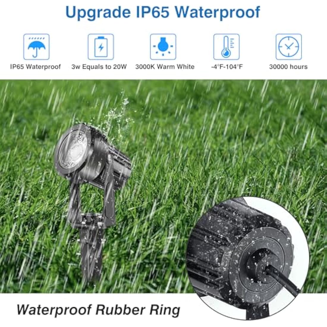 NATPOW Garden Lights, Garden Spike Lights Mains Powered, LED Spotlight Outdoor 6-in-1 Landscape Spot Light with Adapter, IP65 Waterproof 5V Spotlights for Lawn, Pathway, Yard (6000K)