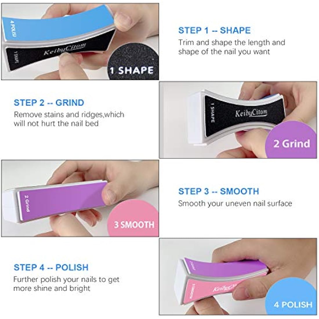 Nail Buffer, Professional Nail Files and Buffers for Shaping Polishing, New Natural Nail Shiner Buffer Block with 4 Sides for Nail Art Gel Suit for Home Salons Use (2 Pcs)