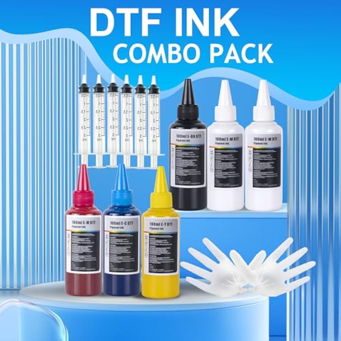 LCL 600ML Premium DTF Ink Refill for Inkjet Printers Heat Transfer Film Printing (100ml x 6 CMYK 2Wh) Replacement for Epson L800 L1800 L805 R1390 4720 I3200 XP600 DX7 DX5 5113 1430 TX800P400 P408 P640