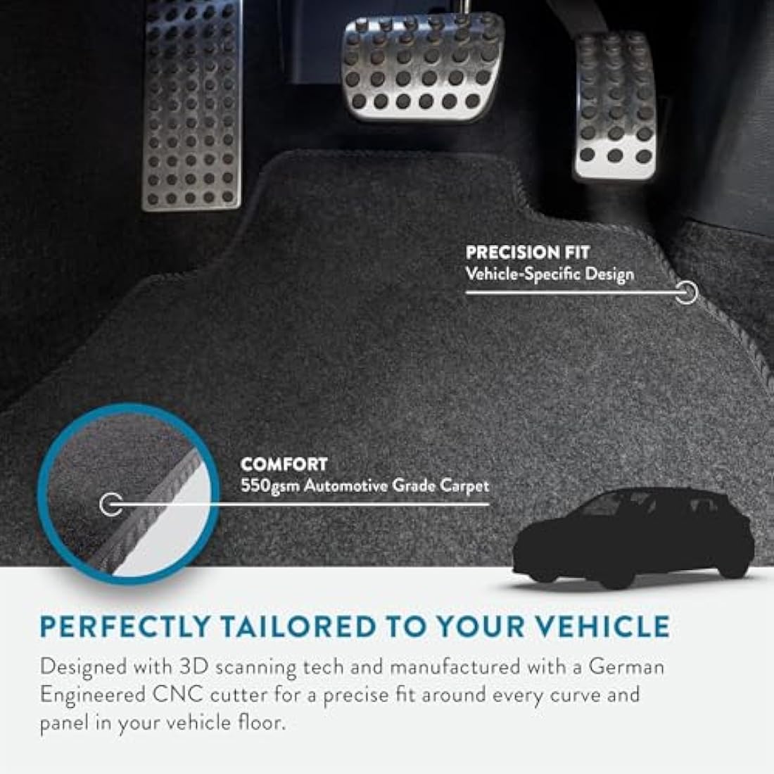 Seat Alhambra (2010+) [7 Seat] Car Mats Accessories Tailored Fit Carpet Floor Mats Non Slip Black Trim Full Coverage Compatible Accessory Front Rear Set Anti Slip Granulated Backing Clips