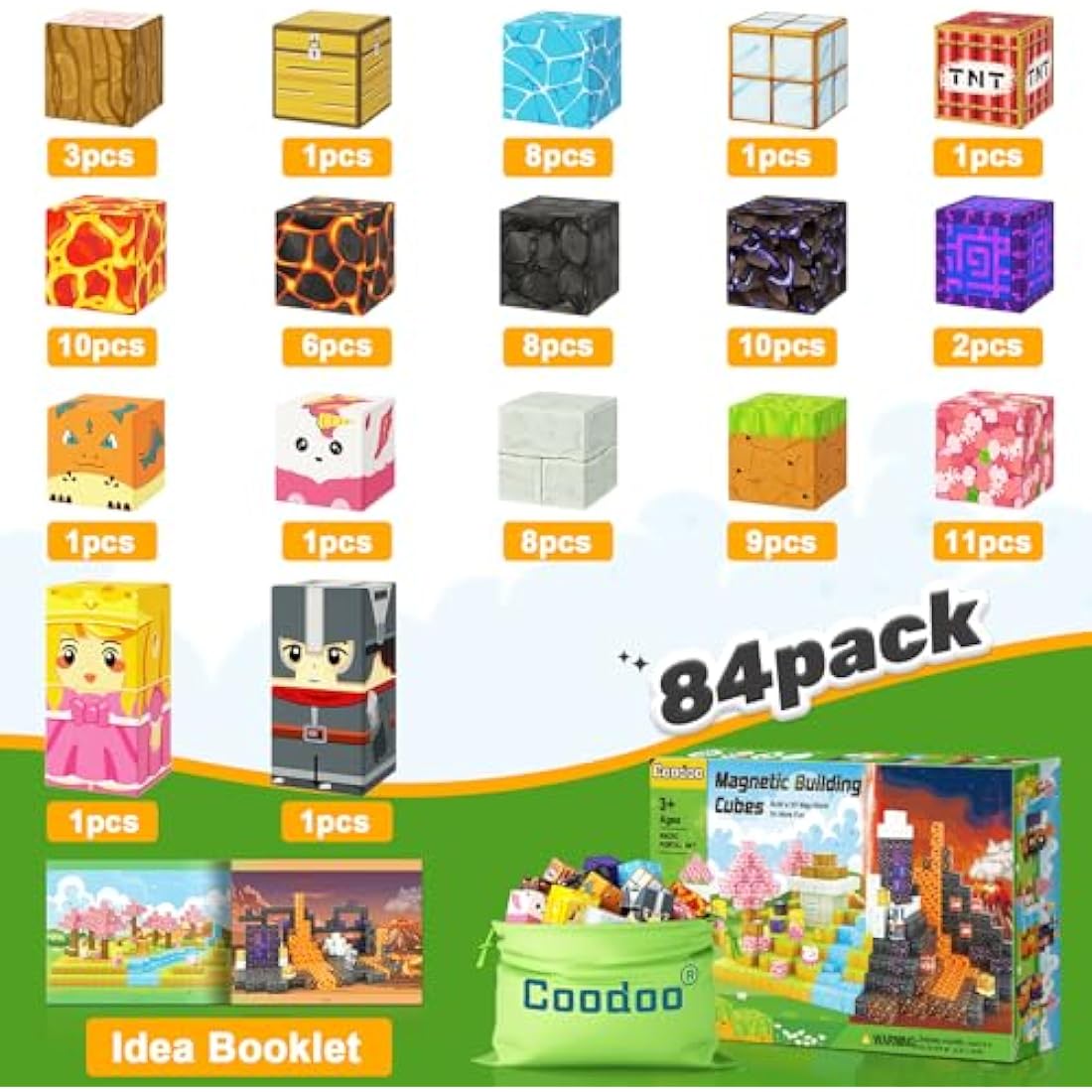 Magnetic Blocks - Build Mine Magnet World Magic Portal Set, Magnetic Tiles Building Blocks Toddler Toy STEM Sensory Outdoor Toys for 3+ Year Old Boys & Girls, Creative Kids Games Kids Toys