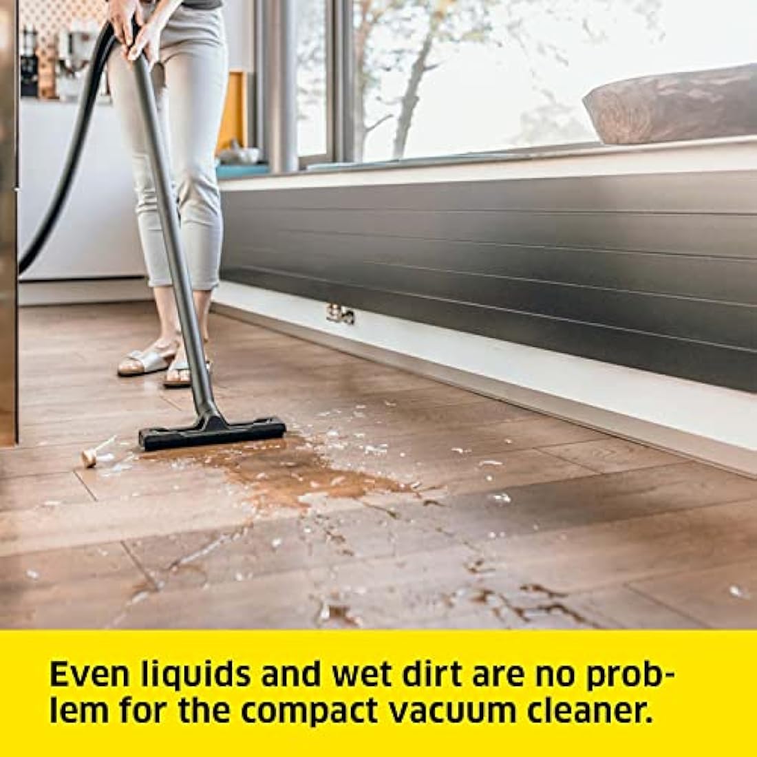 Kärcher Wet and Dry Vacuum Cleaner WD 2 Plus, blowing function, power: 1000w, incl. cartridge filter, floor and crevice nozzle, Yellow, plastic container: 12 l, suction hose: 1.8 m